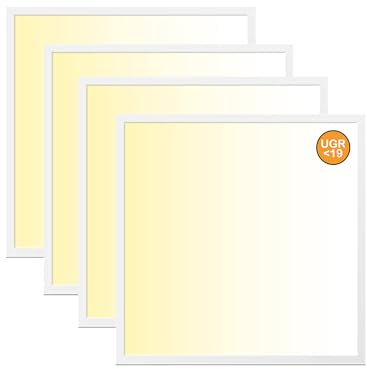 WSU Lights 4x LED Panel, Deckenleuchte, 62x62cm, 4400lm, 3000K, 40W, UGR<19, inkl. Trafo, Rasterleuchten, Einlegeleuchte, Büroleuchten (3000 Kelvin (warmweiß), 4 Stück)