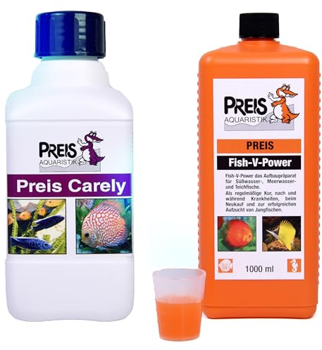 Smart-Planet by Preis Aquaristik - Original Carely + V-Power Nahrungsergänzung für Fische 1000ml - 100% Pflanzlich für Meerwasser u. Süßwasser Aquarium