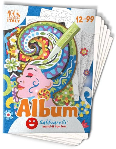 Sabbiarelli – Album Ritratti a Colori | Fogli Adesivi per Sand Art | Contiene 5 Disegni Adesivi A5 | 100% Made in Italy | Hobby Rilassante | Ragazzi e Adulti | SABBIA COLORATA NON INCLUSA