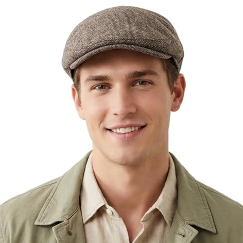 HIQIU Schiebermütze Herren Winter Baskenmütze Warme Newsboy Flatcap | Driving Cabbie Schieberkappe