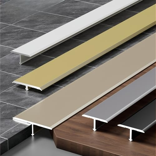 Coayuou Übergangsleiste Boden Aus Aluminium T-Profil Abschlussleiste Fliesen 90cm* 3 Stück Profilleiste Ideal Für Saubere Bodenübergänge Zwischen Laminat Und Fliesen(Champagner,30mm)