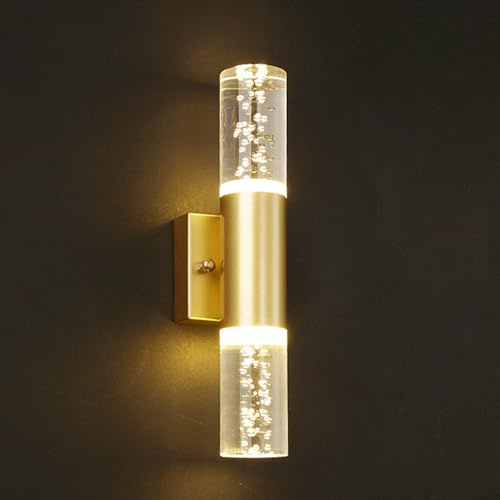 Elegante Aplique de Pared LED de Cristal con Tubo Largo de Vidrio para tocador de baño, 3000 K/6000 K, Moderna lámpara de Pared de Burbujas de Cristal, Apliques Modernos de Aluminio cableados, il