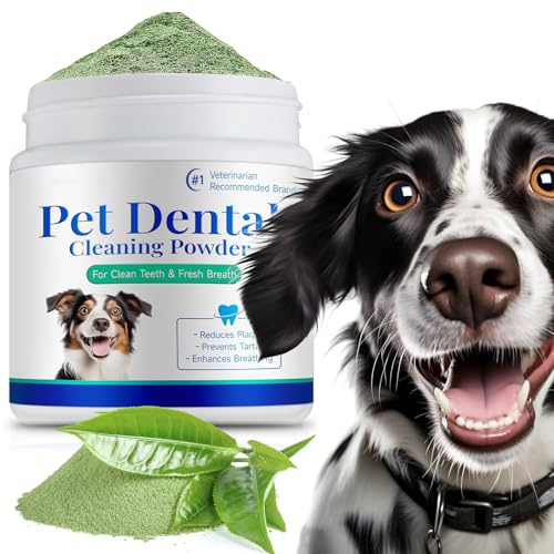 Dental Cleaning Powder for Dogs & Cats,100g Natural Plaque & Tartar Remover with Probiotics, Oral Care Supplement for Fresh Breath and Healthy Gums, Easy Use Food Additive for All Breeds