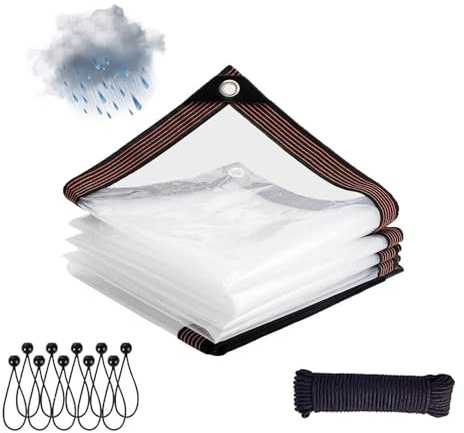 Clear Tarp Waterproof with Grommets,Transparent Waterproof Tarpaulin for Covering Porch Canopy Plant Camping Pavilion Chicken，20x31FT