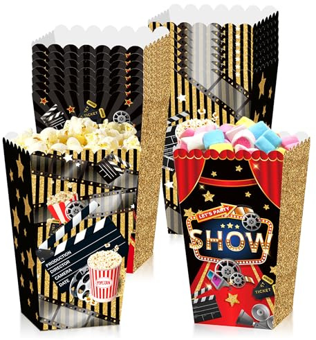 Popcorn Boxen für Filmabende Partyzubehör zum Thema Film Partygeschenke | 12 Stück Popcorn Boxen für Filmabende Partyzubehör zum Thema Film Partygeschenke für Filmabende Geschenktüten