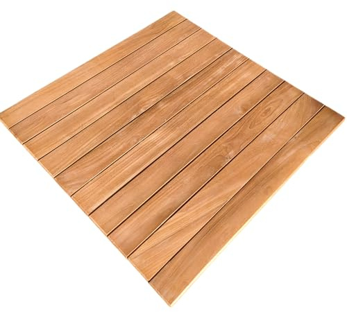 OM SHOWROOM Piano Tavolo Quadrato in TEAK Massello Spessore 3cm - Ricambio Top per Base Tavolo - Varie Misure 70x70 o 80x80 - Ideale Esterno, Bar (70x70cm)