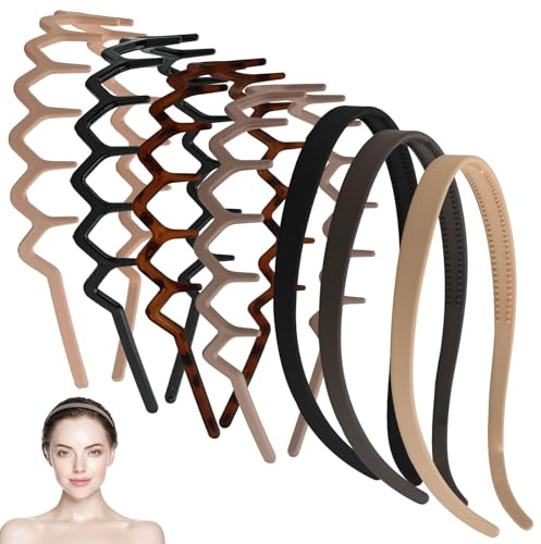 7 PCS Zig Zag Claw Comb Headbands for Women Girls Curly Wavy Plastic Hairband with Teeth Non Slip Comfortable Square Headband for Glasses Wearers Thin Hair Band for Makeup Washing Sport