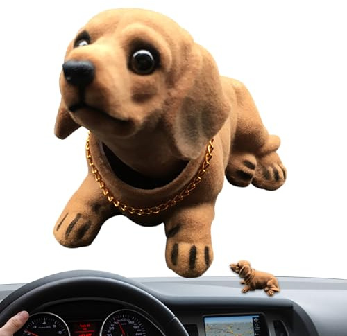 Wackelkopf-Dackel – Schüttelspielzeug, realistische Kunstharzfigur, flauschige Hundefigur, Autodekoration, Desktop-Sammlerstück | Hundeliebhaber-Armaturenbrett-Dekoration für Büros, Zuhause, -Dis