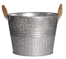 Headwind Round Galvanized Bucket w/Rope Handles – 12 Inch Metal Tub Bucket Planter for Outdoor Plants with Drainage Hole – Galvanized Large Outdoor Planters Buckets by Robert Allen