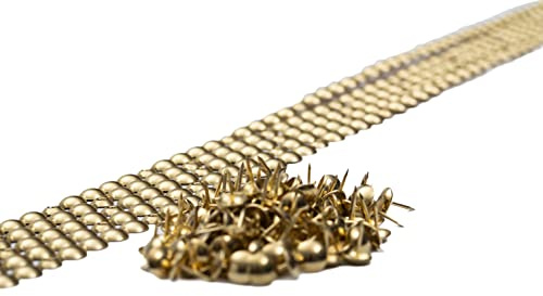 5 bandes de clous tapissier + 90 clous - Lentille Fer - Laitonné - Ø11mm - Clous tapissier en bande