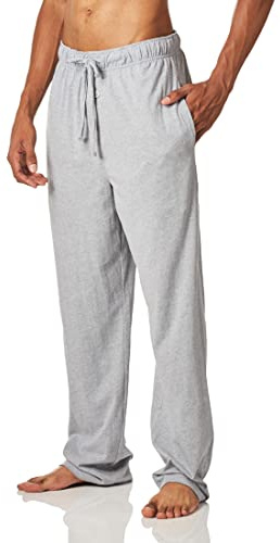 Fruit of the Loom Mjukisbyxor herr, utökade storlekar, jersey, stickad, sov-/pyjamas-/loungebyxor, 1- och 2-pack, ljusgrå ljunga, L/tall