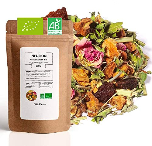Infusion Bio Venus Garden - Citron Orange Amère Cassis - 100g (40 tasses) - Thé en vrac 100% Agriculture Biologique - Mes-Thés