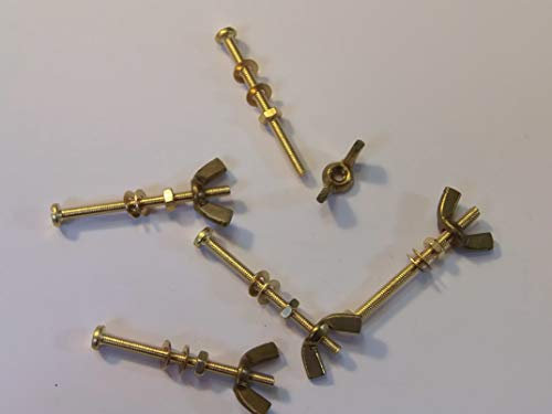 M3X40 BRASS PAN HEAD BOLTS NUTS & WASHERS & WING NUTS PACK 0F 5 BRASS SET SCREWS