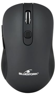 Bluestork Souris sans Fil 6 Boutons Rouge métal- 2,4 GHz - Jusque 1600 Dpi - Compatible Windows et Mac (Noir)