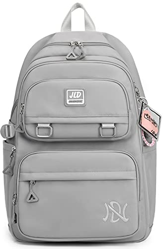 JANSBEN Zaino Scuola elementare Media Impermeabile Zaini Bambini Bambina Ragazzo adolescente Multi-tasca 30L (Grigio)