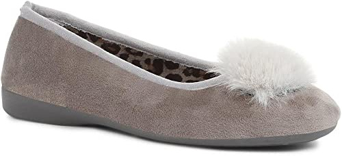 Pavers Womens Ballerina Slippers Grey Size 8 | Autumn Winter Collection | Full Slipper Slipper | Slip On | Flat | Lightweight