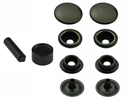 Ringfeder Druckknöpfe + Einschlagstempel, Snaps Buttons Metallknöpfe rostfreie Knöpfe Ringfederverschluss (20 Stück - 12,5 mm)