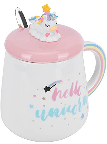 HOHXFYP Becher,Tierbecher Aus Keramik,450 ml,S¨¹?e Tasse mit Gro?em Fassungsverm?gen,Kleine und Tragbare Kaffeetasse mit Griff,f¨¹r B¨¹ro,Schule,Caf¨¦(450ml-Wei?)