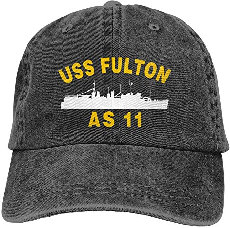 USS Fulton AS 11 Vintage Sandwich Hat Baseball Caps Denim Hats Cowboy, Schwarz , One size