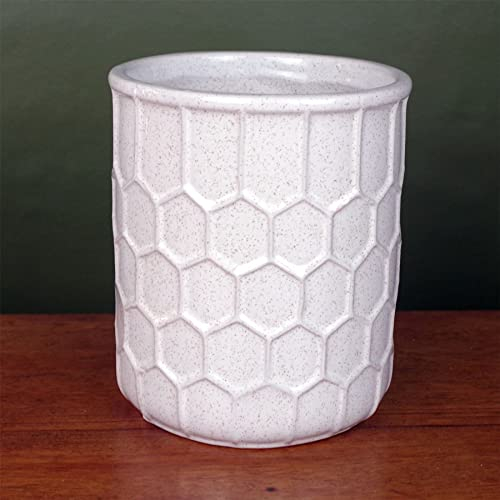 Leaf Ceramic Indoor Cachepot Planters, White Honey, 16cm