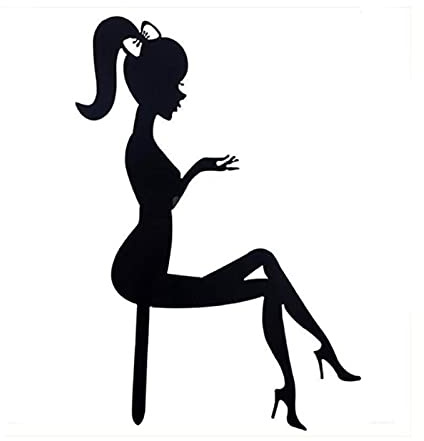 Frdun High Heels Lady Girl Acryl Cake Topper Sitting Lady Silhouette Cake Topper Personalisierte Happy Birthday Dessert Cupcake Topper für Hochzeit Geburtstag
