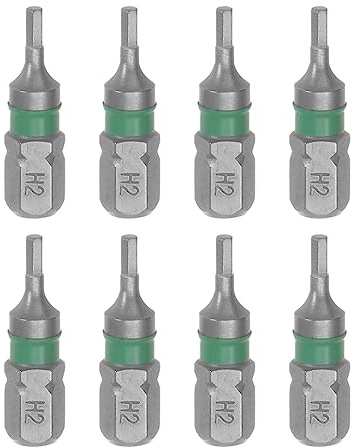 sourcing map 8 Uds H2 Hexagonal Destornillador Bit 2mm 1/4 Hexagonal Vástago 1 Longitud S2 Acero Magnético Potencia Perforadora Brocas