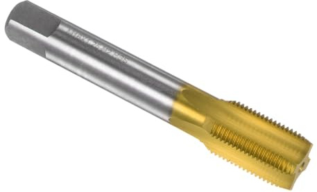 sourcing map Taraud de fraisage métrique M16 x 1,25 H2 avec revêtement en titane (Ti-Coated) en acier rapide 4 cannelures droites Filetage taraud filetage Outil de réparation de machiniste Outil de