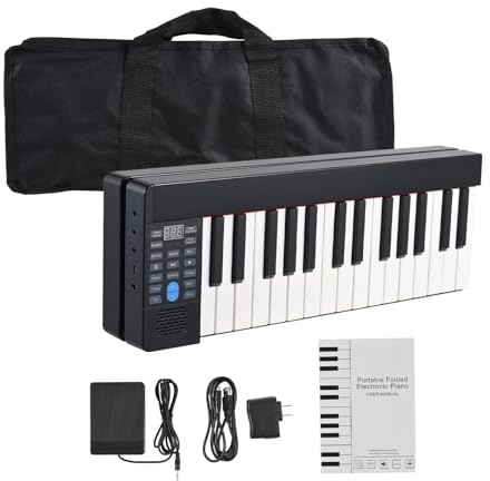Professionelle Elektronische Tastatur Elektronisches Klavier Mit 61 Tasten Tragbar Faltbar Multifunktionales Digitalpiano Mit LCD-Display Und Sustain-Pedal Tragbare Tasche(US)