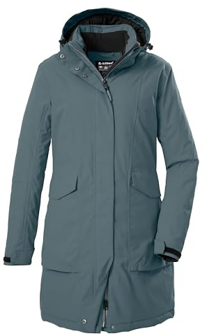 killtec Dam vattentät parkas/kappa med avtagbar huva Damen Funktionsparka, blaugrau, 38, 43284-000