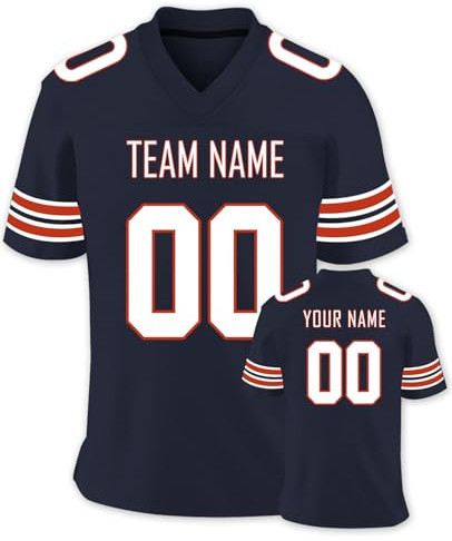 Personnalisé Sport Maillot de Football Américain Personnalisable avec Logo Prénom Homme Femme Enfant T-Shirts Manches Courtes à Séchage Rapide, S-7XL