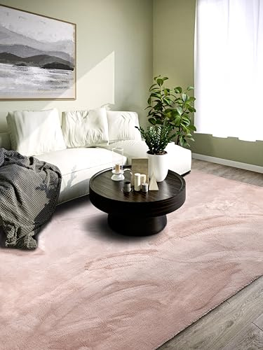 Villeroy & Boch Shaggy Teppich Leon - Flauschiger Hochflor Wohnzimmerteppich - Einfarbig Weich Pflegeleicht Langflor für Wohnzimmer Esszimmer, Schlafzimmer, Kunderzimmer - Altrosa, 80x150 cm