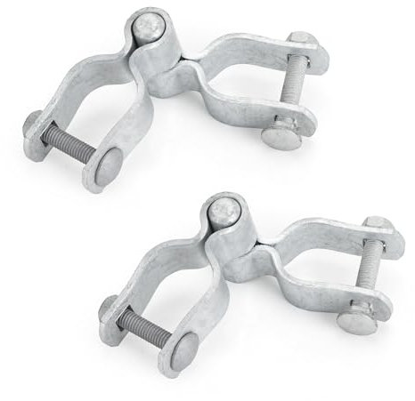 KEJJNYER 1-3/8 x 2-3/8 Chain Link Gate Hinge Kit, Heavy Duty Galvanized Steel Fence Gate Hinge, 2-3/8 Male Gate Post Hinges(2 Pcs), 1-3/8 Female Gate Frame Hinges(2 Pcs)