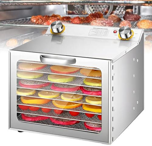 Secador de Alimentos Comercial, Secado de deshidratación de Frutas de 8/12 Capas con Control de Temperatura 30-90 °C, Tiempo Ajustable de 1 h ~ 12 h, Calentamiento Uniforme 3D, para Frutas, Carne
