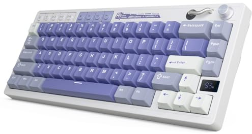 RK ROYAL KLUDGE M65 Wireless Mechanical Keyboard, 60% Compact Gaming Keyboard, 2.4G/Bluetooth/Wired, 6000mAh Gasket Mount Design, RGB Backlit with Knob & PBT Keycaps, Hot-Swap Beige Switch US Layout