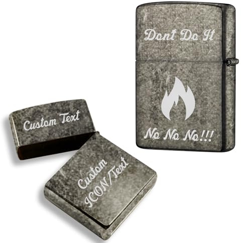 Feuerzeughülle Ohne Einsatz Metall Feuerzeughülle Personalisiert für Zippo Feuerzeug Hülle mit Gravur Text&Logo Personalisierte Geschenke für Papa, Freund (Silber)