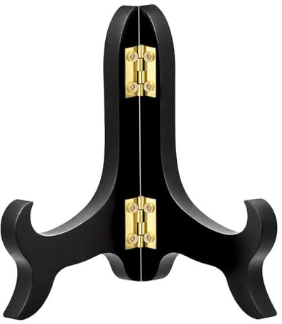 Vin Beauty Wooden Display Stand 4 Inch Plate Easels Holder Black Displays Picture Frames Photo Holder Stand Folding Display Stand Desktop ornaments and Artwork Display Stand Easels Dish Rack Holder