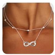 ALEXCRAFT 14K Gold/Silber Layered Ketten mit Zirkonia Halskette für Damen