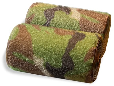 Multicam Green Hook and Loop Tape 4 inch Wide Non-Adhesive 1 Yard Length Sew On Nylon Fabric Fastener Strong Grip Roll Ideal for Military Gear Uniform Clothes Bags Shoes Pants DIY Projects Crafts