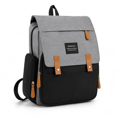 Heberlein Prestige Baby Wickelrucksack - große Wickeltasche für Mama & Papa, wasserabweisend mit vielen Fächern & isolierten Taschen, inkl. Wickelauflage & Kinderwagenbefestigung - ideal für unterwegs