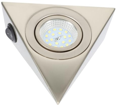 NUOBESTY Lampe sous Meuble Inox Triangulaire en Acier Inoxydable Argenté, Éclairage LED Cuisine et Placard, Scintillement, pour Armoire et Cave à Vin