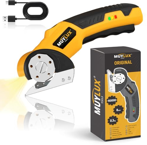 Cordless Electric Scissor & Cardboard Cutter, Electric Scissors for Fabric, Cardboard, Plastic and Wrapping Paper, Box Cutter with Safety Lock & LED Light, Power Tools for DIY, Craft