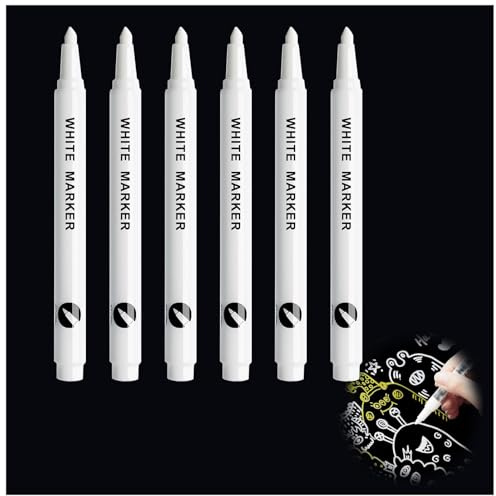 6PCS White Paint Pens 2-3 mm Markers Acrylic Paint Pens Waterproof Art Pen for Wood Metal Glass Rock Stones Paper Plastic Markers Canvas Painting Cardboard