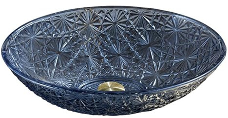 ZYCDP Vasque Salle De Bain A Poser Verre Lavabo Ovale en Cristal 505 X 355 X 150 mm Bleu