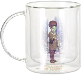 Fabulous Dubbelväggig glasmugg - Adulting is hard collage vintage illustration konst humor parodi - kaffekopp och isolerad 330 ml hängande effekt anti-bruzz tryck i Frankrike