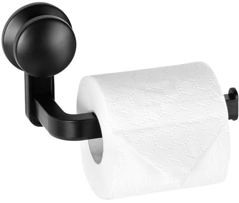 Vilde Porta carta igienica nero con ventosa 16,5 cm | Accessori da bagno e cucina senza forature, Porta rotolo da cucina, Design moderno, Facile da montare