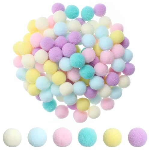 200 Stück Bunte Pompons Zum Basteln, 15mm Pastell Pompoms, Bunte Filzkugeln, Mini Pompons Zum Basteln Für DIY Kreative, Partydekoration, Handwerk, Weihnachten