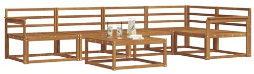 vidaXL Outdoor-Sofagarnitur 6 pcs Natur Massivholz Akazie, Gartenmöbelset, modernes Patiosofa, Robustes modulares Lounge-Set, Outdoor-Sitzgelegenheit für Garten, Poolbereich, Akazienholz