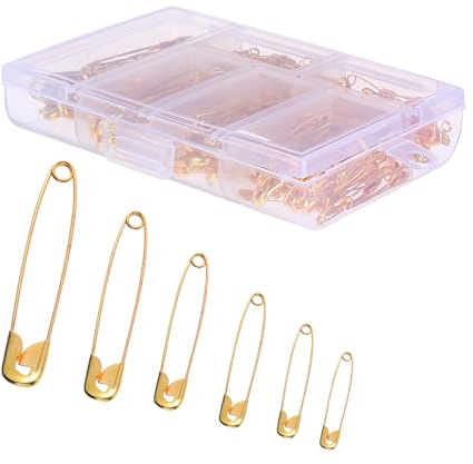 HOMSFOU Juego de 250 Imperdibles de Acero Inoxidable Resistentes Color Dorado y Plateado para Costura Diy, Alfiler de Ropa Cierre de Seguridad, Adecuado para Manualidades Estilo Aleatorio