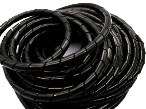 WUDOLI Tubo a spirale da 13 metri, diametro interno 8 mm, tubo a spirale nero da 12 mm, avvolgicavo, tubo di gestione cavi, protettore for cavi Strumenti(ID 12mm)