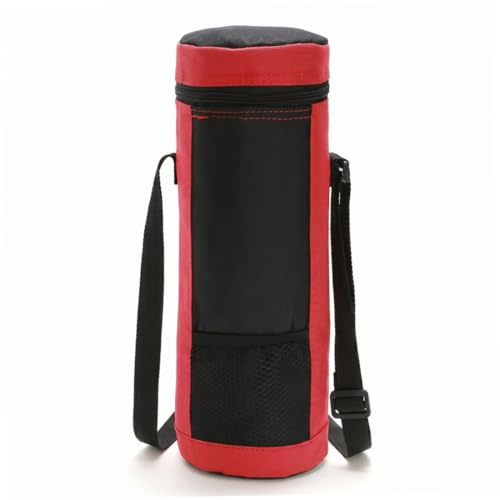 Syglawnd Kühltasche für Flaschen, 1, 5 l isolierter Wasserflaschenträger mit verstellbarem Riemen, langlebige isolierte Kühltasche, Oxford-Gewebe – Rot, Flasche